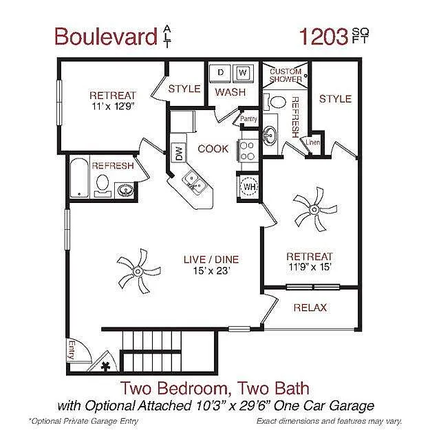 Floor plan Boulevard Two Alt. Garage