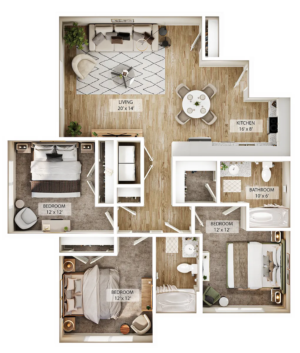 Floor plan 3 BR Vale Overlook
