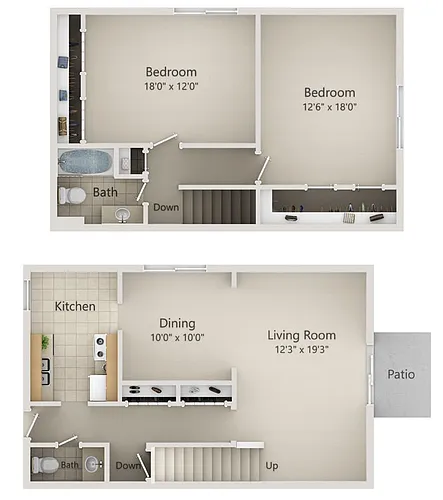 Floor plan 2BR Townhouse