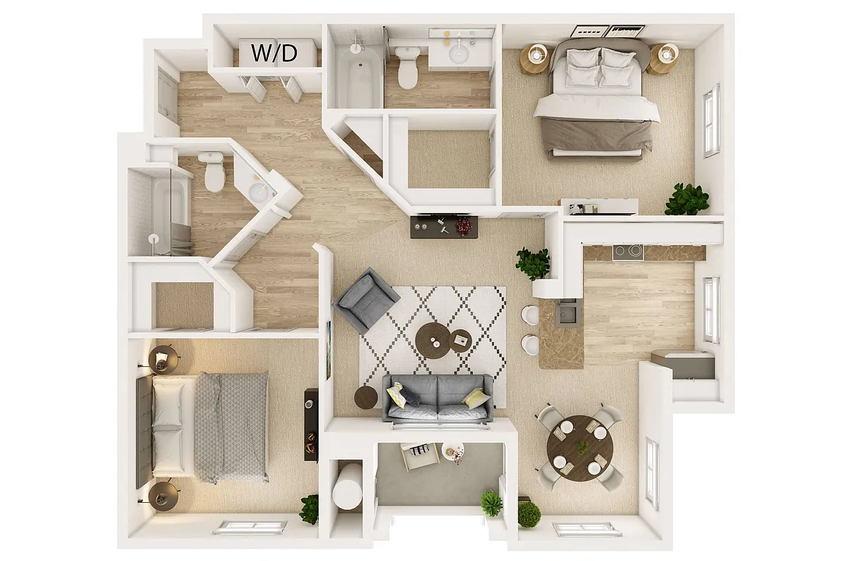 Floor plan 2 Bed 2 Bath A