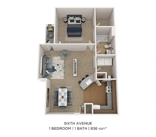 Floor plan One Bedroom-836 sqft