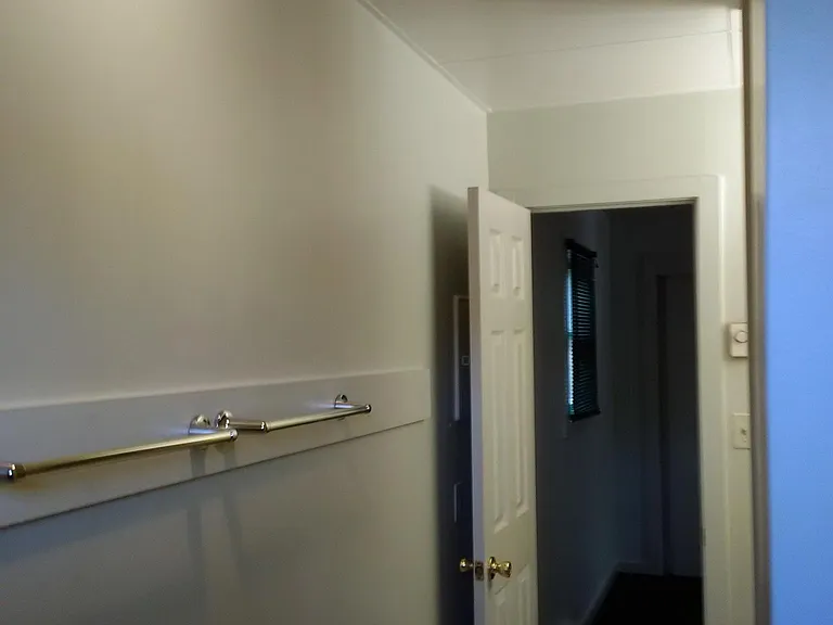 Bathroom looking into living room.