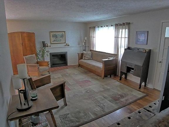 Woodburning brick fireplace