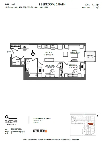 Floor plan 2 Bedroom | Type 10BF