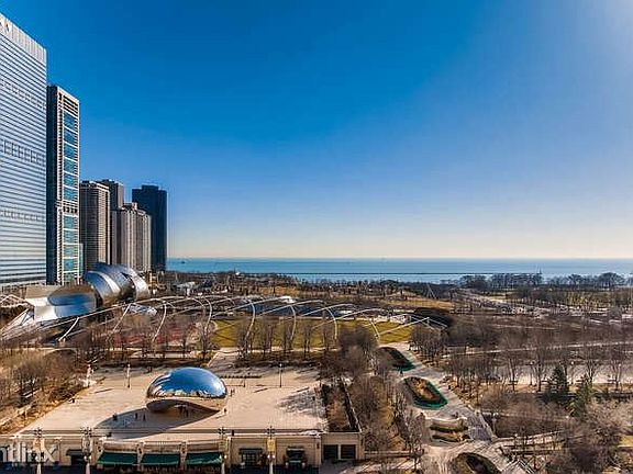 Exceptional view of Millenium Park and Lake Michigan from li