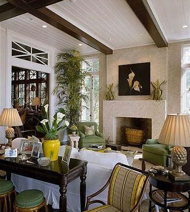 Large Great Room with Pine floors & tabby wood-burning fireplace