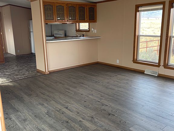 view from front door. livingroom into kitchen