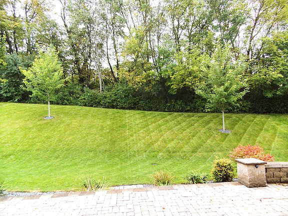 Cobblestone patio & RetnWall