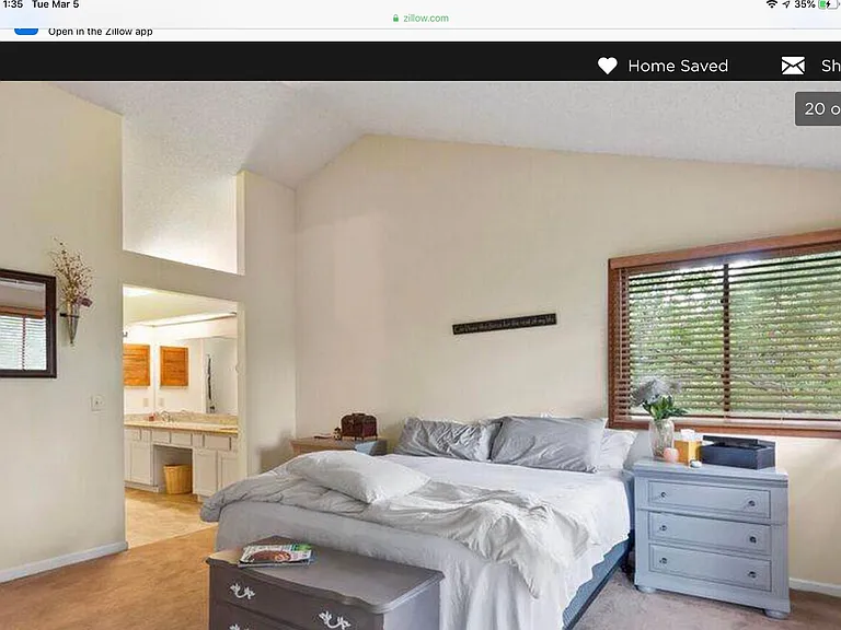 Large vaulted Master bedroom and bathroom