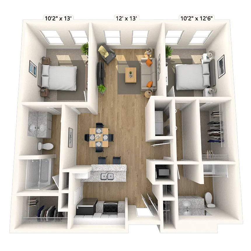 Floor plan Traditional 2x2 979-1272 SF
