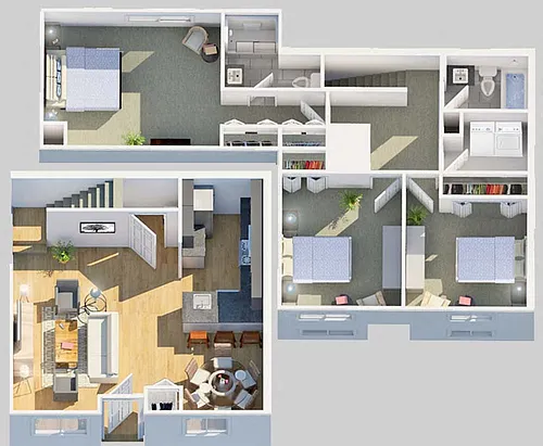 Floor plan The New Thorton - Fully Renovated Three Bedroom To