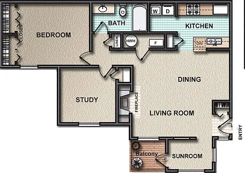 Floor plan 1X1B