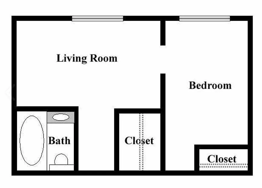 Floor plan 1 Bedroom, 1 Bath
