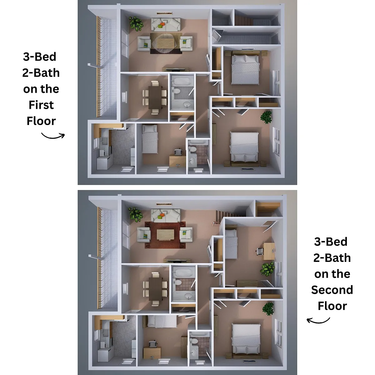 Floor plan Three-Bedroom Apartment