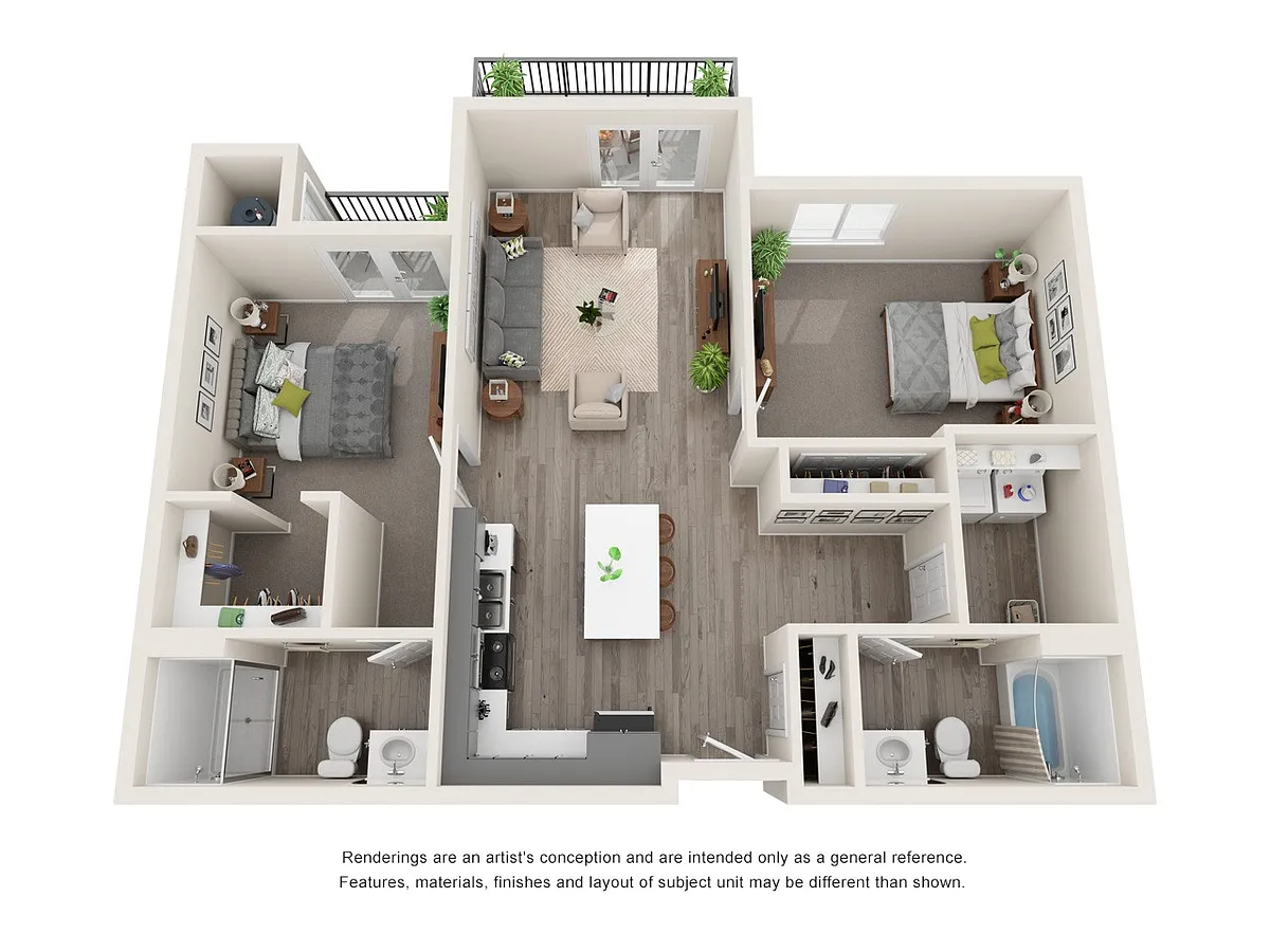 Floor plan B2: 2 Bed 2 Bath