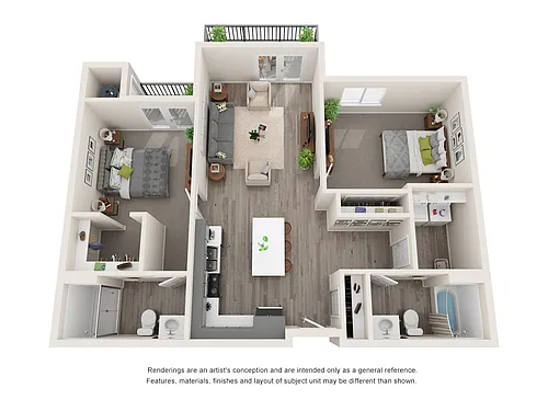 Floor plan B2: 2 Bed 2 Bath