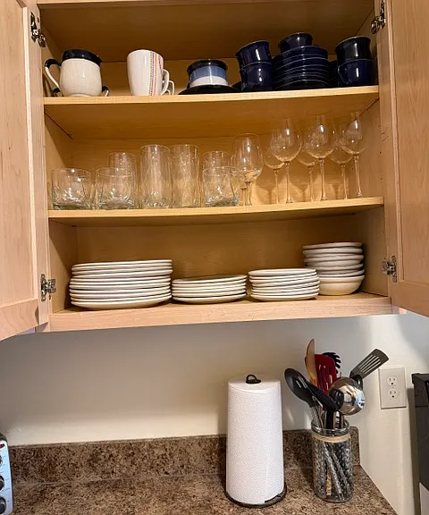 Glassware, coffee cups, dishes, bowls, etc.