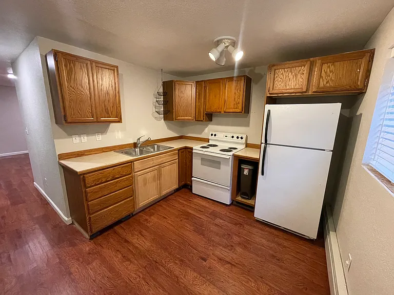 Downstairs kitchen. Brand new stainless steel fridge included.