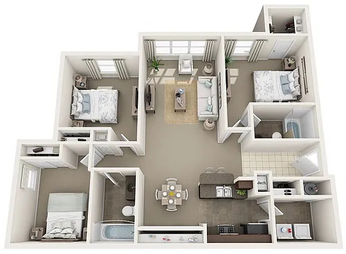 Floor plan Three Bedroom Two Bath