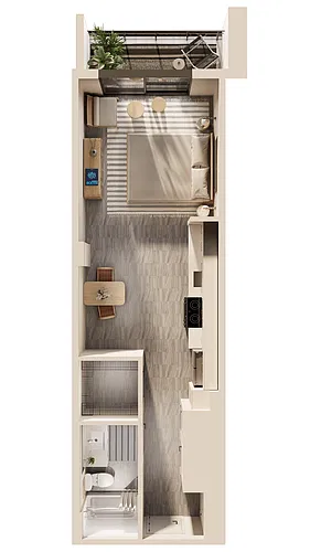Floor plan East Studio Balcony on Promenade C