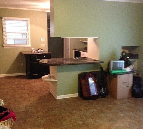 Dining area looking into the kitchen