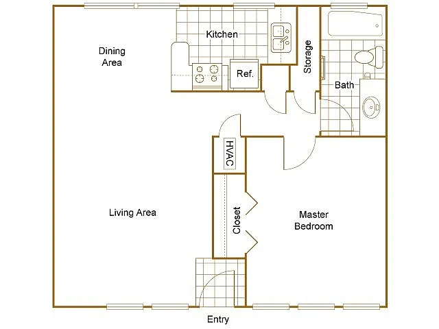 Floor plan 1x1 Large Gold