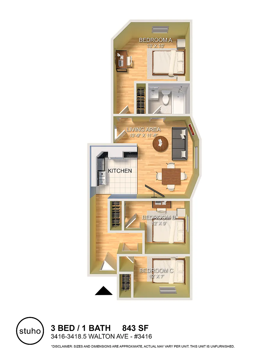 Floor plan Three Bedroom A