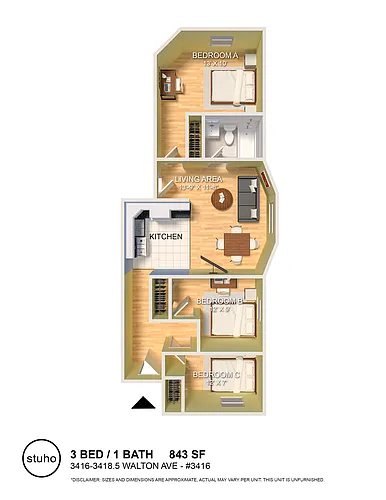 Floor plan Three Bedroom A