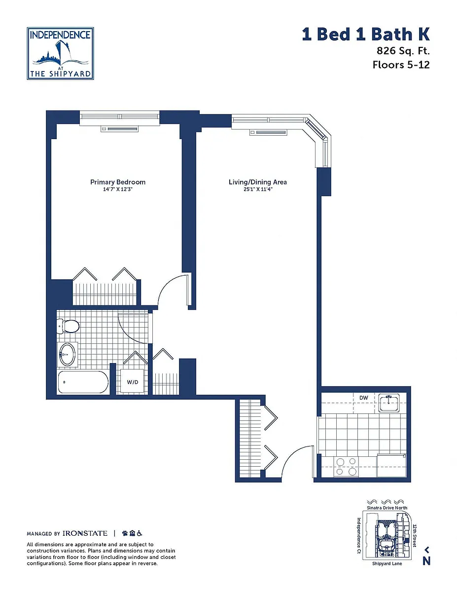 Floor plan 1 Bed 1 Bath K