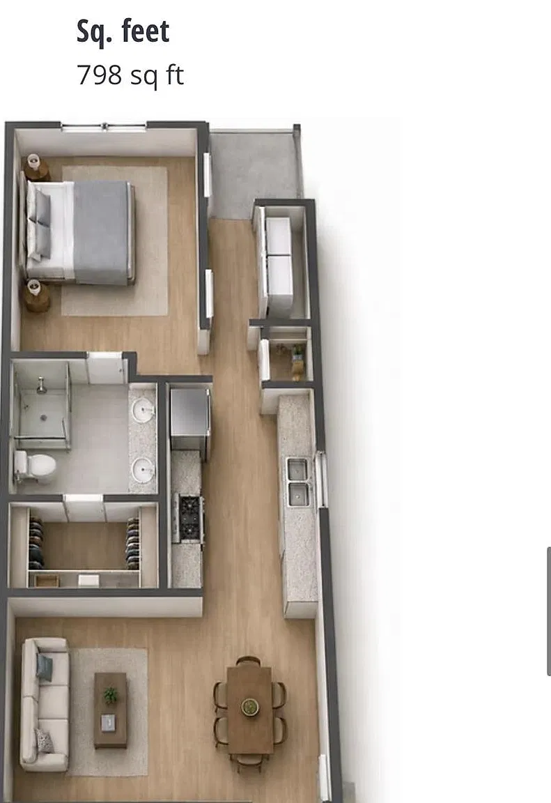 1 bed, 1.0 bath, 798 sqft, $1,300 — Photo 3
