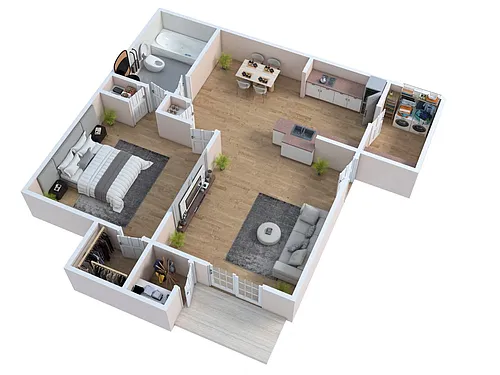 Floor plan 1 Bedroom, 1 Bath Renovated