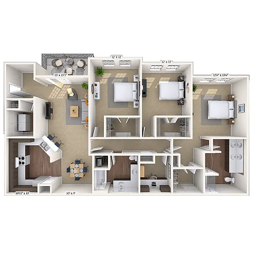 Floor plan Traditional 3x2 1663 SF