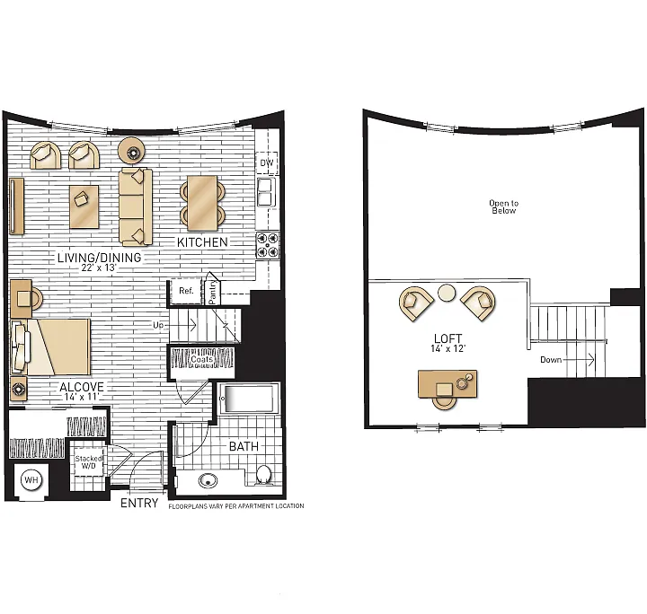 Floor plan Mirada - Studios with Loft
