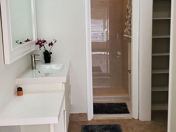 Bath with a new shower and a spacious walk in closet