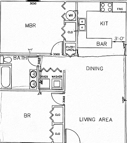 Floor plan 2/1 w/d hookups