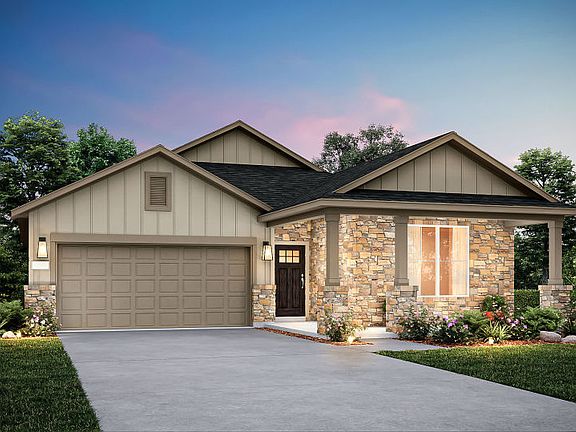 The Orchard, a one-story home with 2-car garage, shown with Home Exterior 38