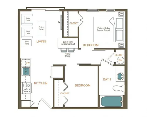 Floor plan Two Bedroom - Affordable 1630