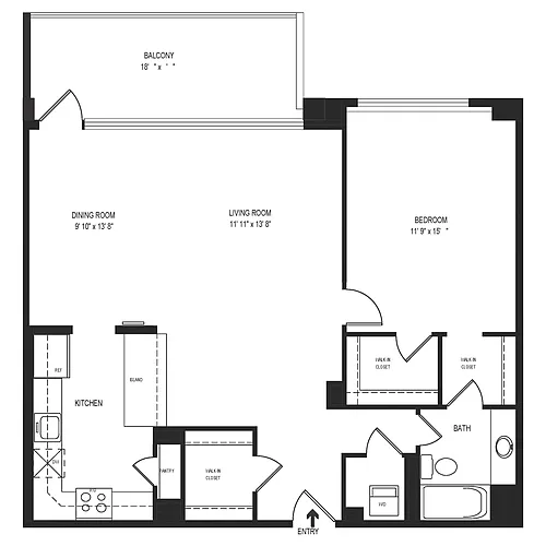 Floor plan 1 Bedroom 1 Bath 952 SF 11jr