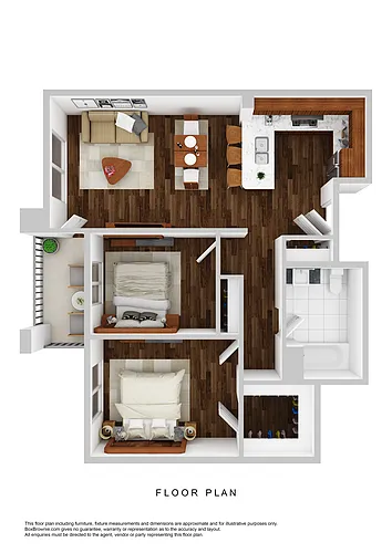 Floor plan 2 Bedroom 1 Bathroom