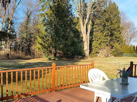 Deck overlooking backyard