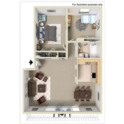 Floor plan 2 Bed 1 Bath - Standard