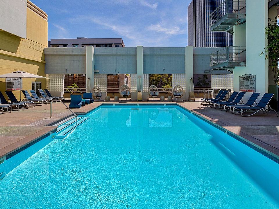 Swimming pool and tanning area in the LA sun