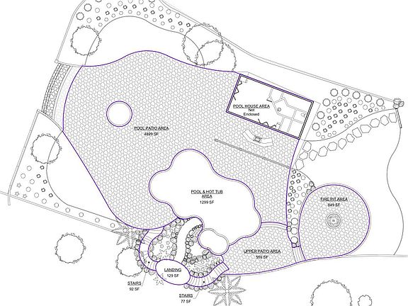 Pool house, pool and deck plan