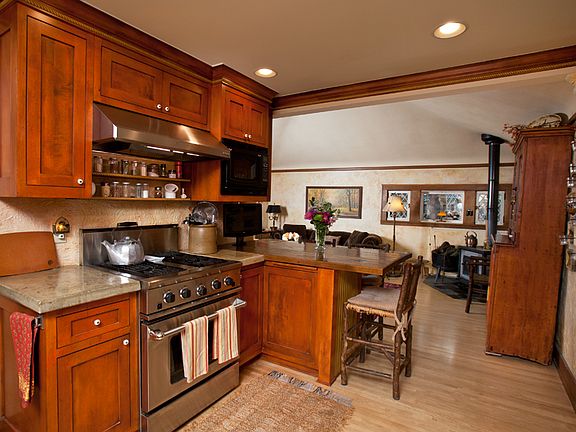 Cherry cabinets in kitchen