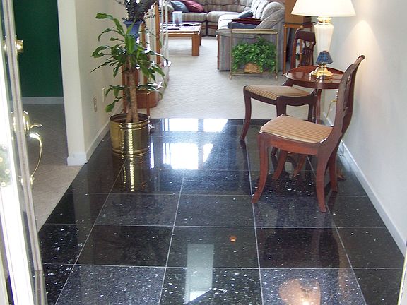 Quartz 'black & blue" foyer