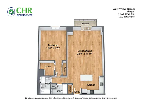 Floor plan 1 Bed/1 Bath Extra Large with Balcony