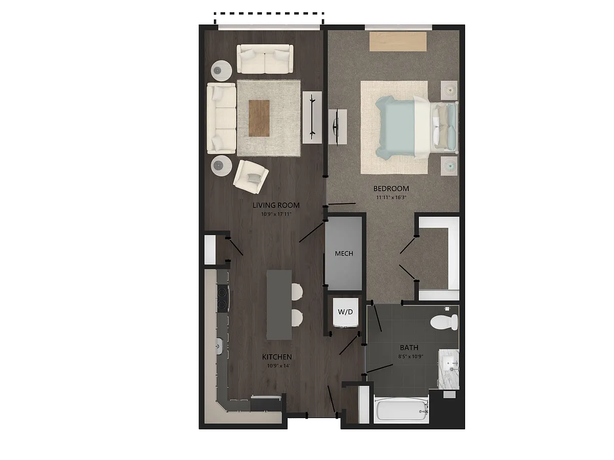 Floor plan 1 Bed/1 Bath-A15