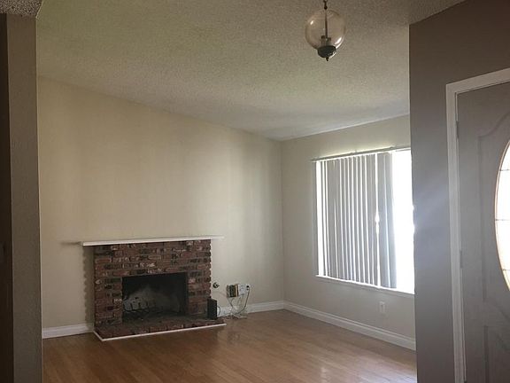 Living room with working fireplace