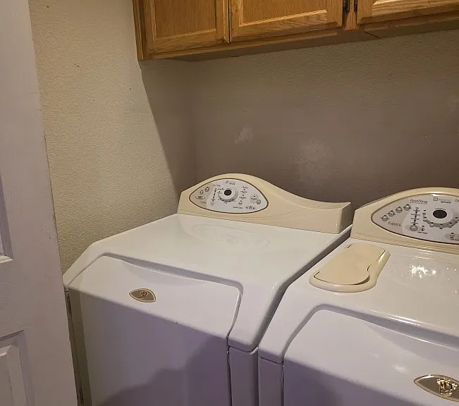 In-house washer and dryer.