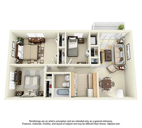 Floor plan Three Bedroom One Bathroom